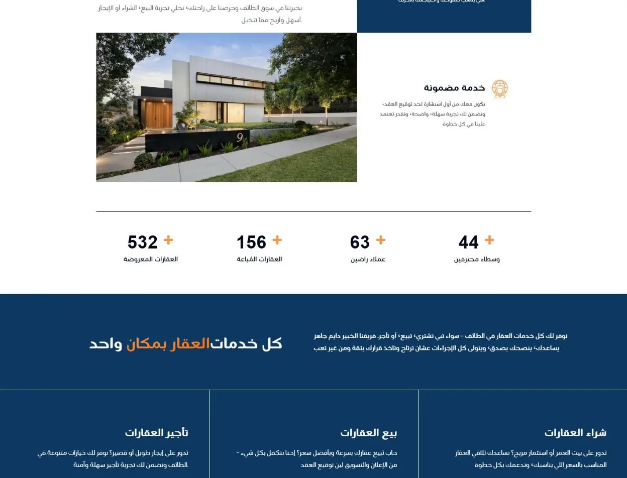 لقطة شاشة من موقع أبو نايف للعقارات — الصفحة الرئيسية