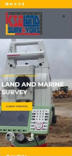 لقطة شاشة من موقع KSA Land Surveyors — الصفحة الرئيسية